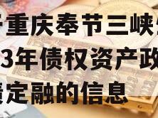 关于重庆奉节三峡生态2023年债权资产政府债定融的信息