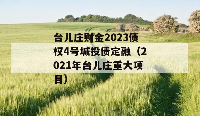 台儿庄财金2023债权4号城投债定融（2021年台儿庄重大项目）