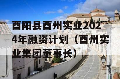 酉阳县酉州实业2024年融资计划（酉州实业集团董事长）
